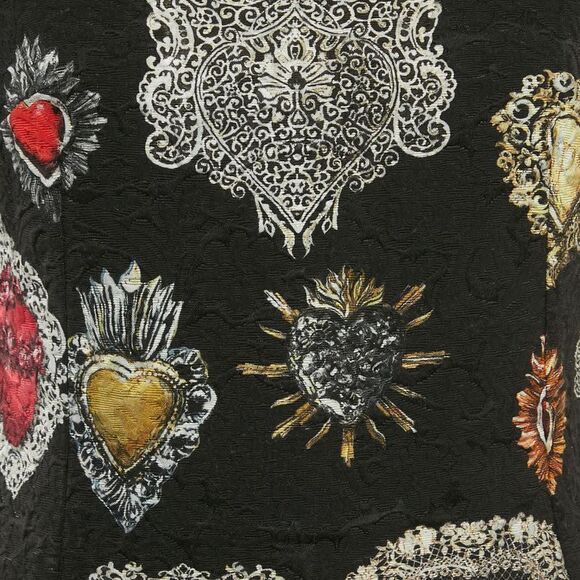 Dolce & Gabbana Black Crest Printed Cotton Jacquard Mini Dress M - Picture 3 of 5